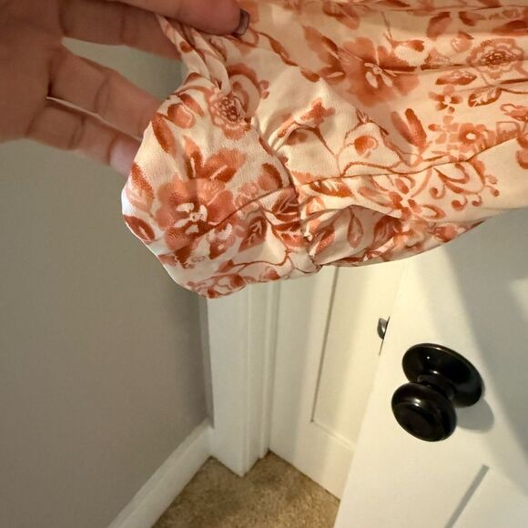 Blu Pepper Cream and Orange Ruffled Blouse with Peter Pan Collar - Picture 3 of 4